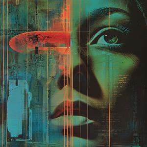 woman  red  green  background  neon  horror  occult  teal  art  figurative 1079426
