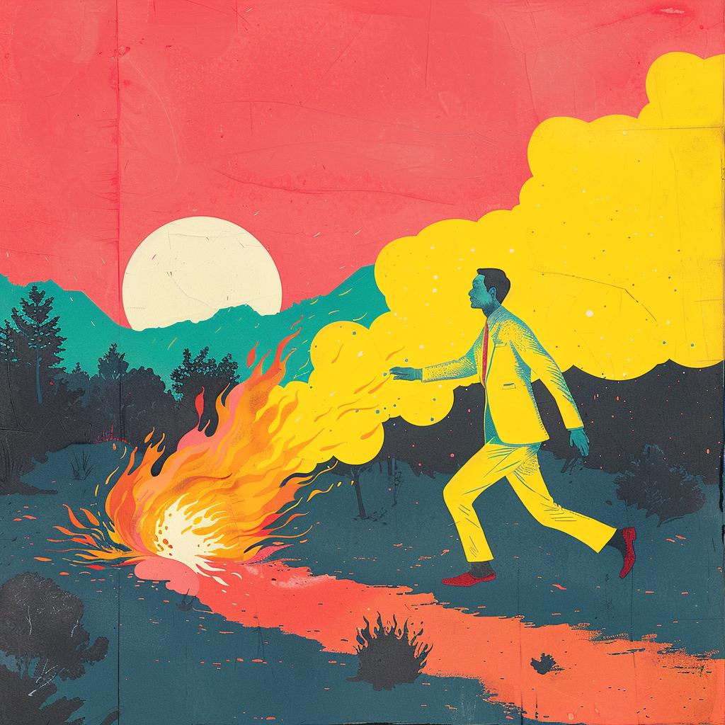 surreal  fire  man  album  cover  creative  art  Joan  Cornella  bold 1017658