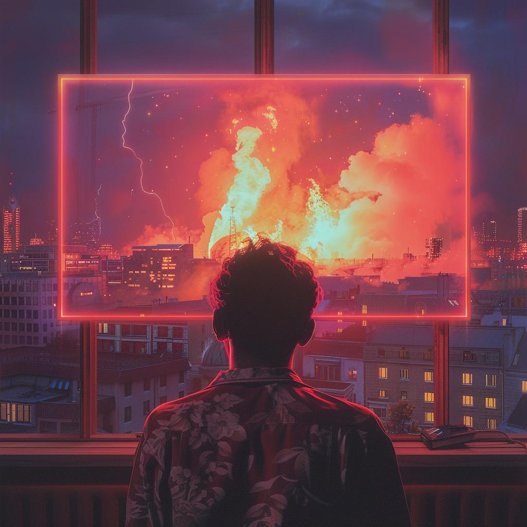 surreal  album  cover  neon  fire  urban  city  abstract  light  design 976414