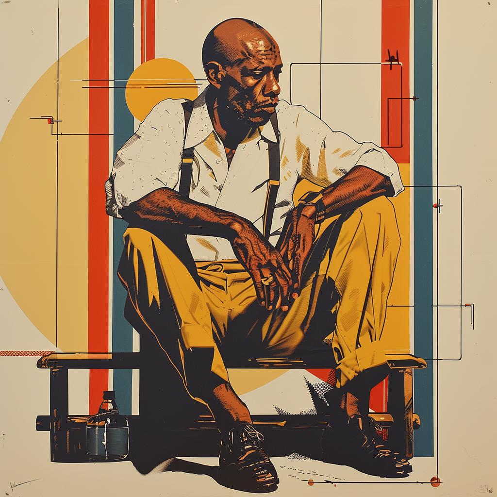 African  American  man  bench  Rockwell  portrait  vintage  illustration  community  historical 923845