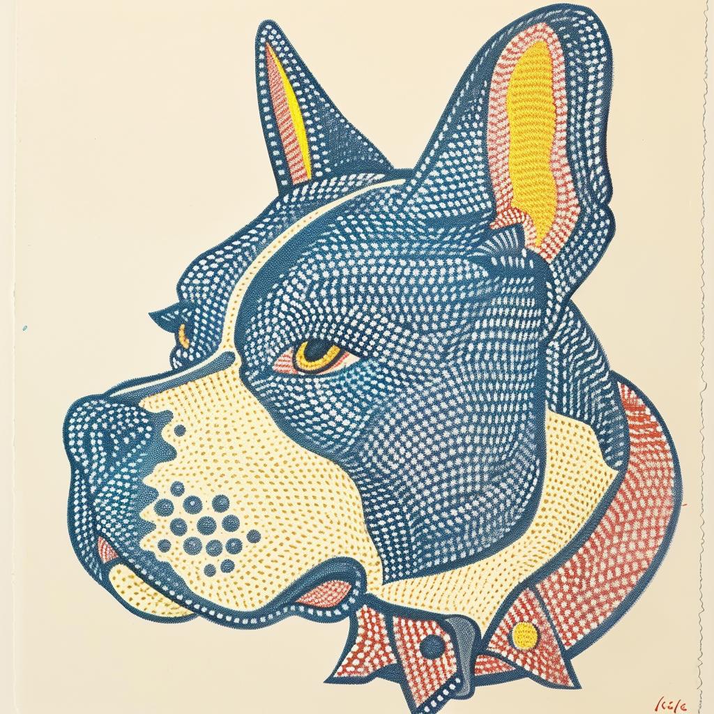 bull  terrier  dog  dot  print  white  background  art  stylized  animal 940867