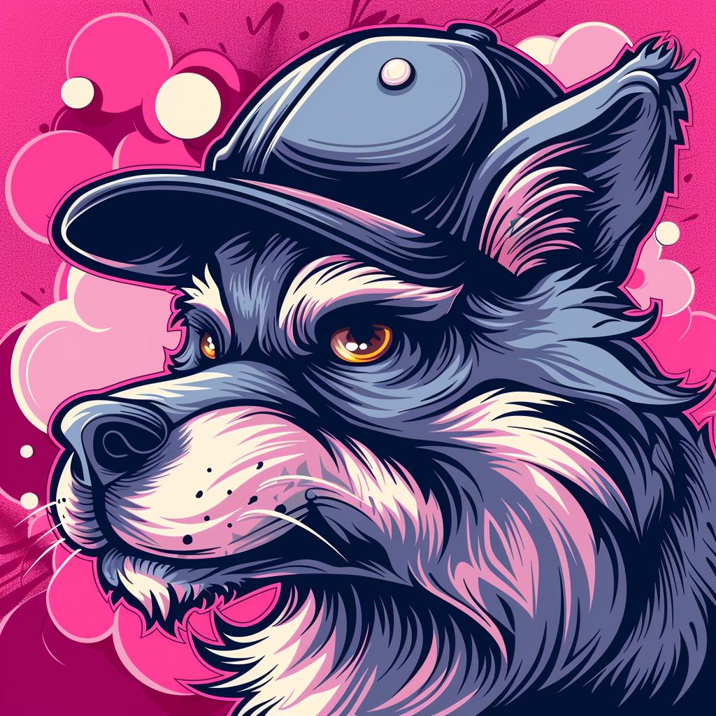 portrait  wolf  cap  pink  background  aggressive  animal  simple  vector  illustration 956424