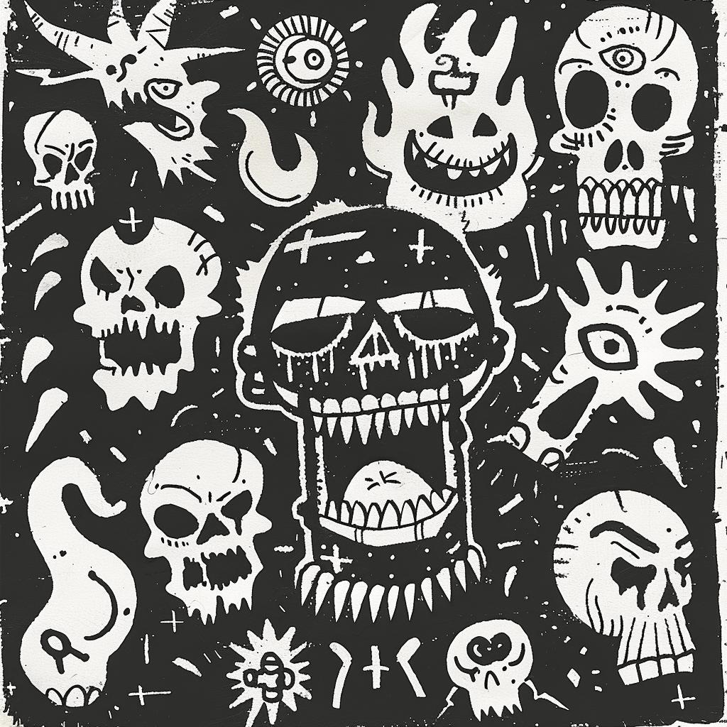 tattoo  skulls  flash  black  white  drawing  symbols  illustration  vintage  art 919872