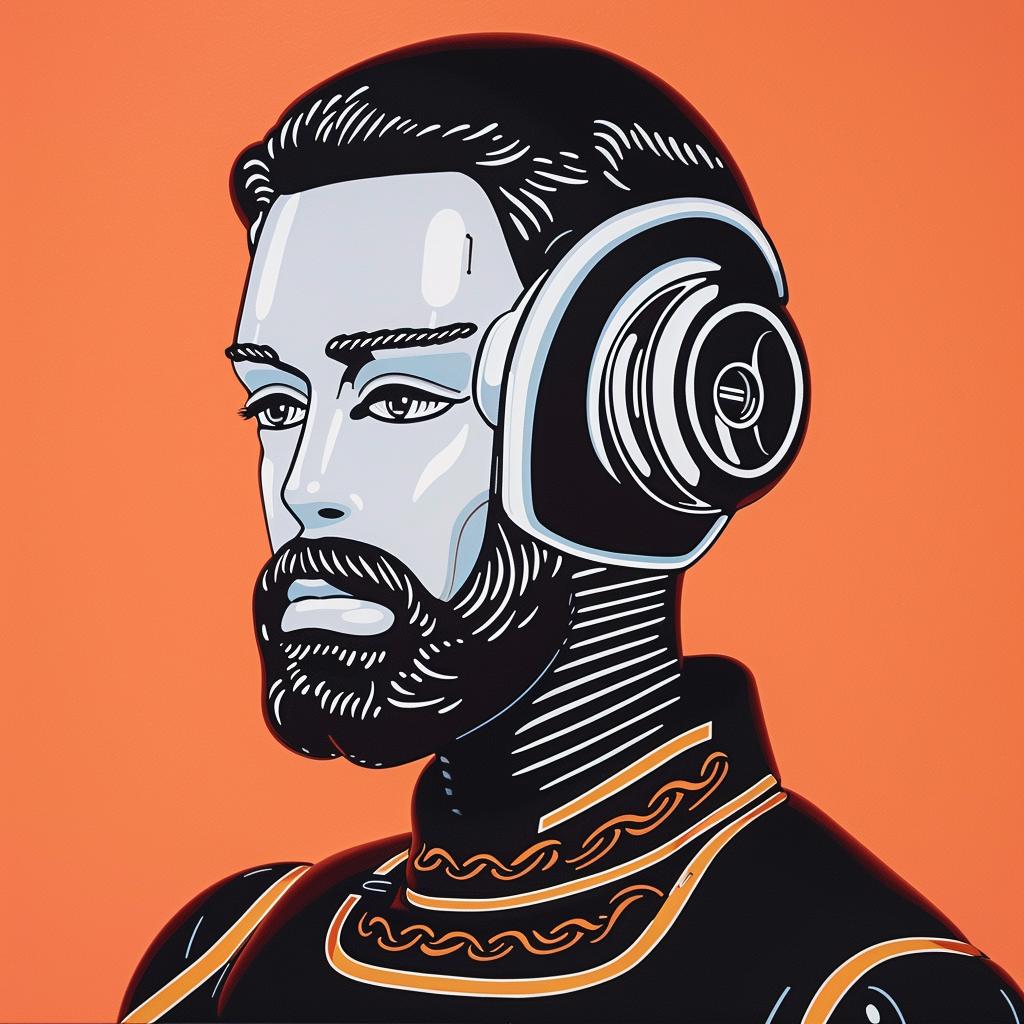 android  man  suit  headphones  poster  digital  artwork  stylized  modern  graphic 1023791