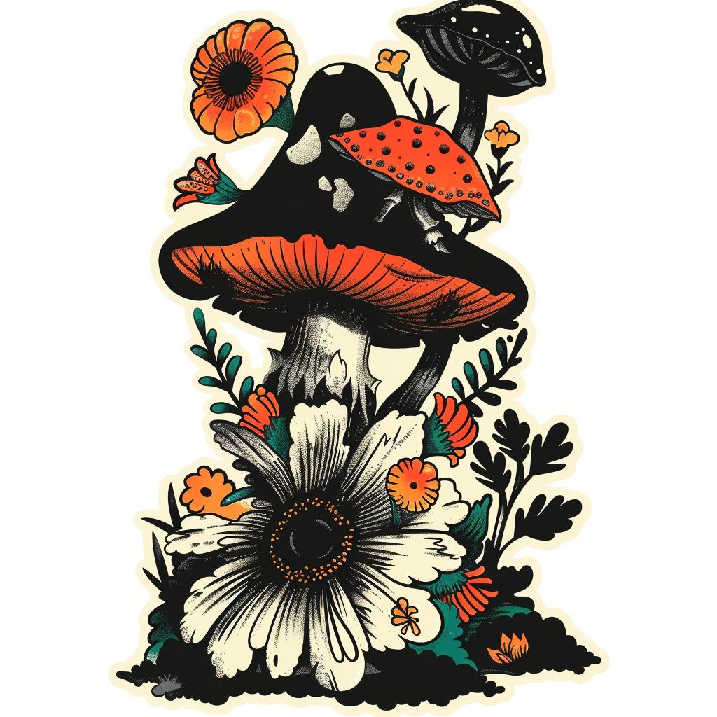 illustration  mushroom  flowers  sticker  flash  design  art  colorful  nature  graphic 927649