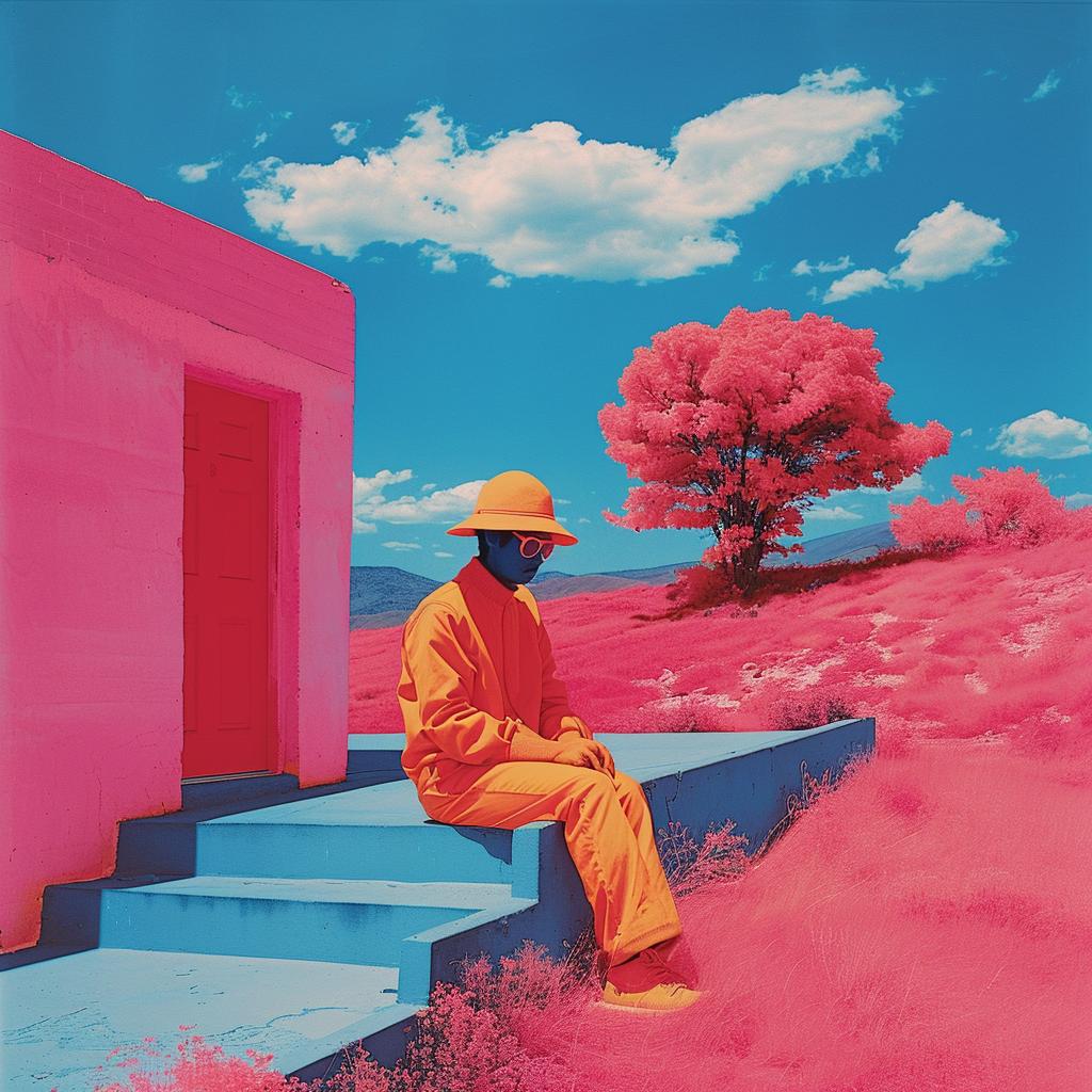 Surreal  Album  Cover  Joan  Cornella  Infrared  Man  Orange  Suit  Bench 1018967