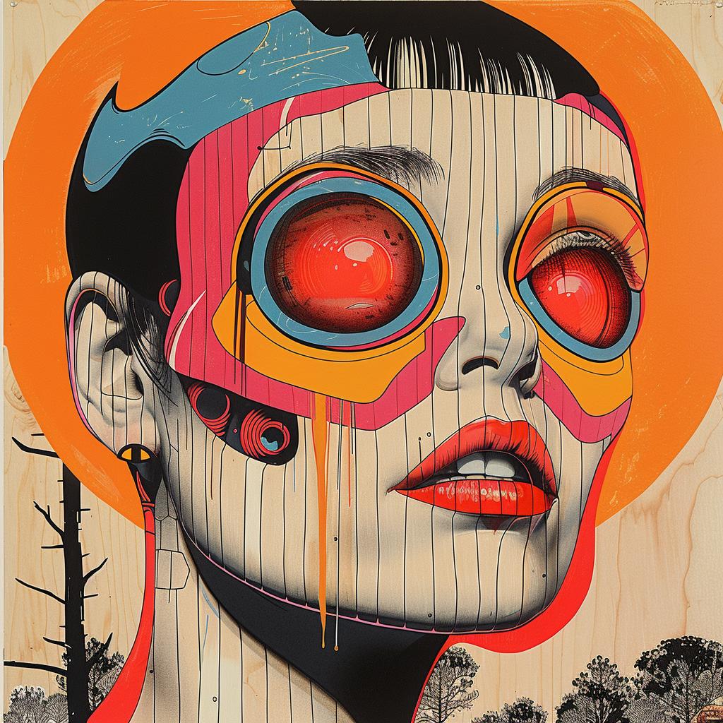 colorful  face  women  redeyes  artistic  modern  mixedmedia  graphic  portrait  vibrant 1019779