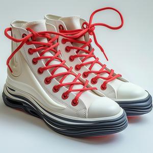 حذاء رياضي هجين منخفض الرقبة من Nike Converse، تصوير استوديو أحمر وأبيض بسيط 1038029