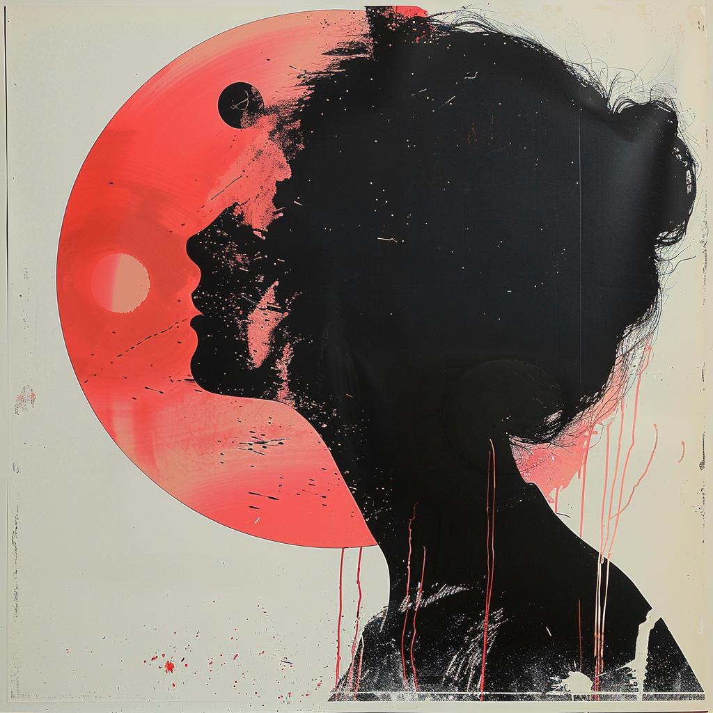 surreal  album  cover  hyper-realistic  screenprinting  woman  red  sun  background  art 960584