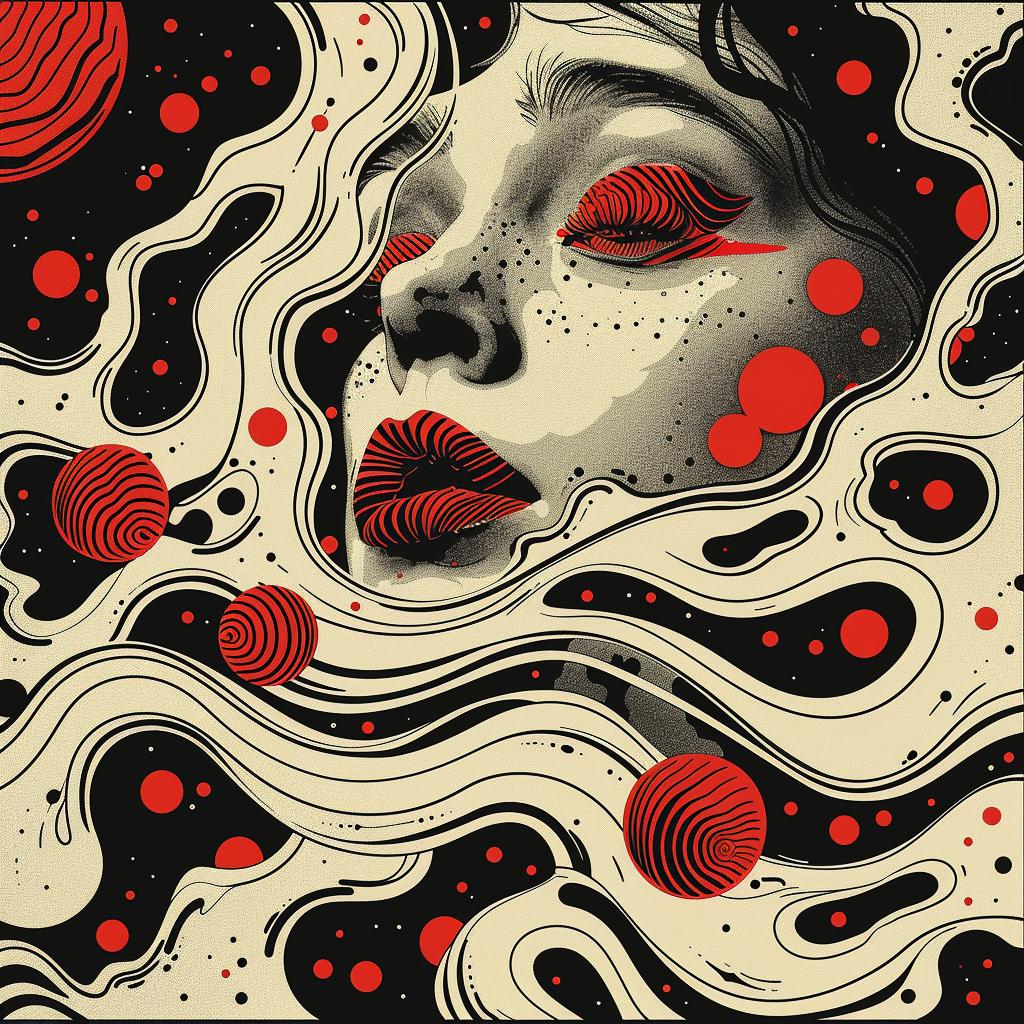 غلاف ألبوم كريمي أحمر، أنماط كولاج، تصميم فني متجه للنساء، 918141