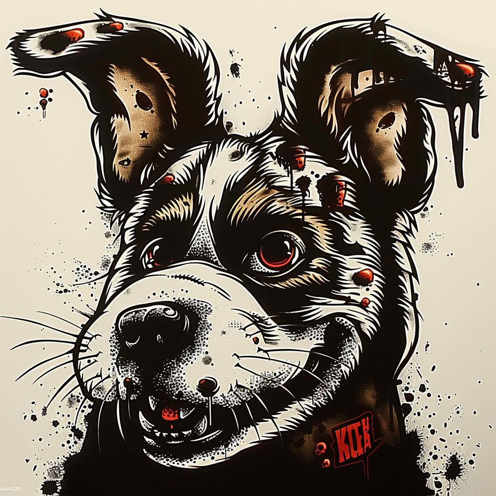 dog  blood  splatters  drawing  graphic  emotional  intense  illustration  realistic  raw 1032938