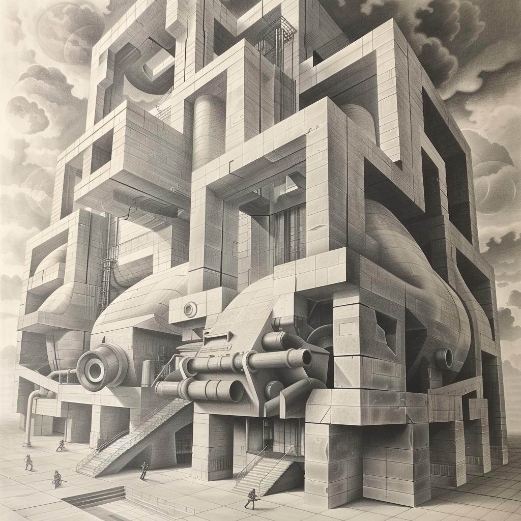 مصنع هندسة مستقبلية أبراج عسكرية أنابيب صور ظلية رسم خرساني مفصل 944608