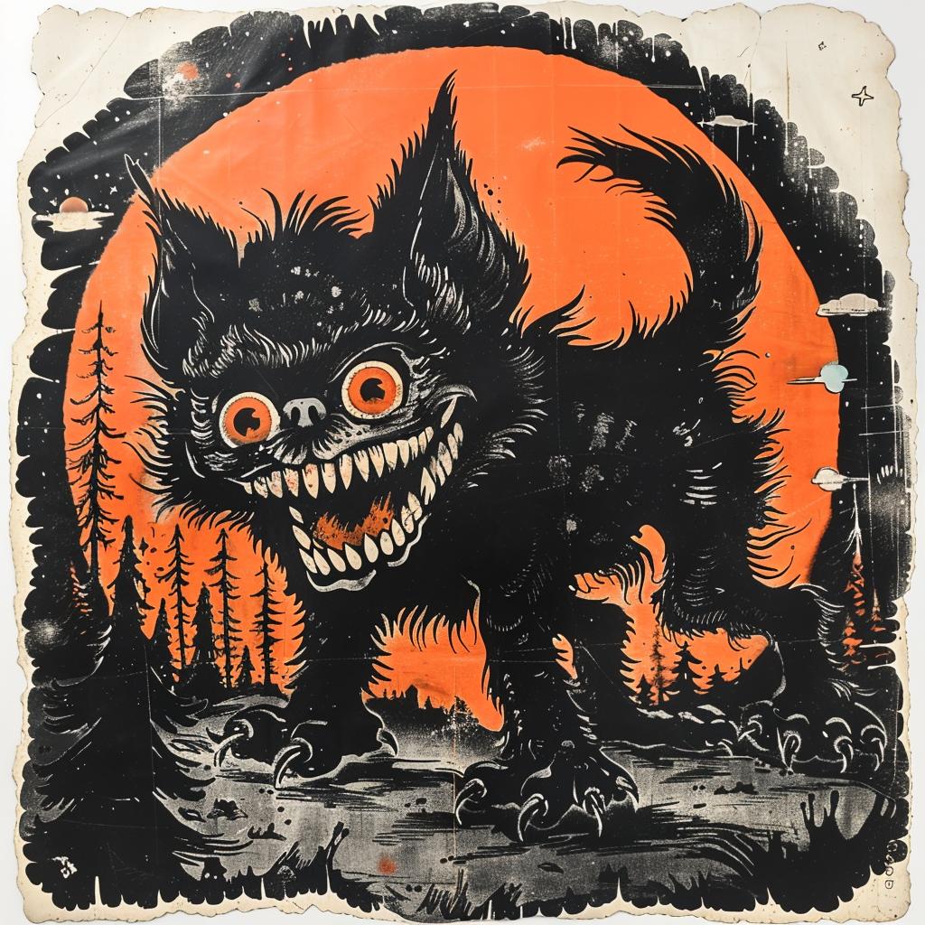 black  cat  orange  eyes  occult  dark  whimsical  illustration  spiritual  art 930233