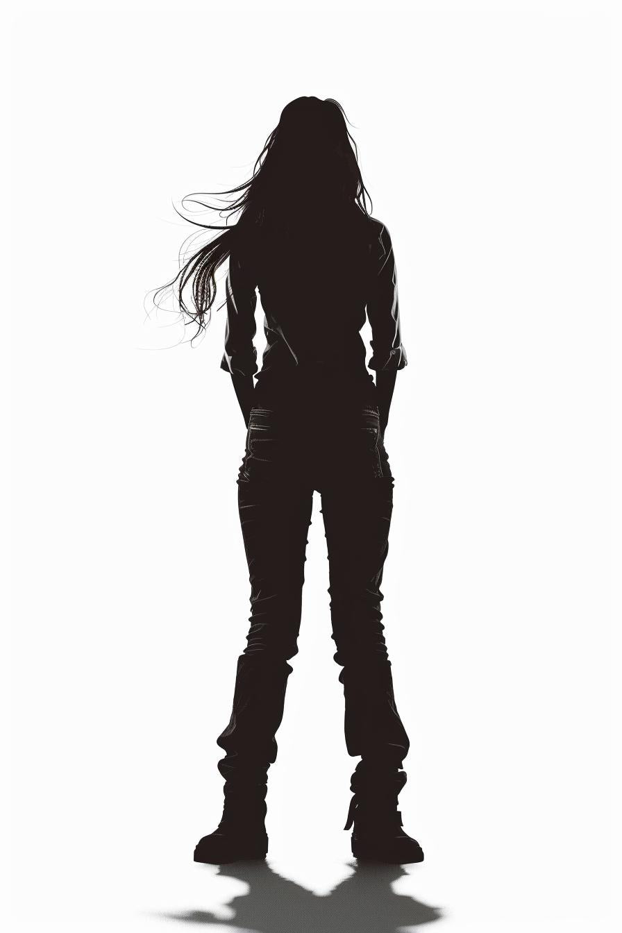 vector  silhouette  woman  casual  attire  front  view  white  background  svg 954412