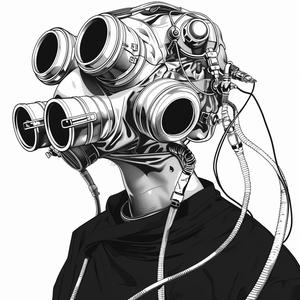 drawing  man  helmet  black  white  vector  lines  abstract  modern  artwork 1070765