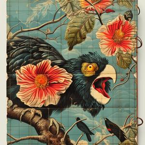notebook  bird  flowers  chromolithography  illustration  art  nature  whimsical  design  colorful 1051040