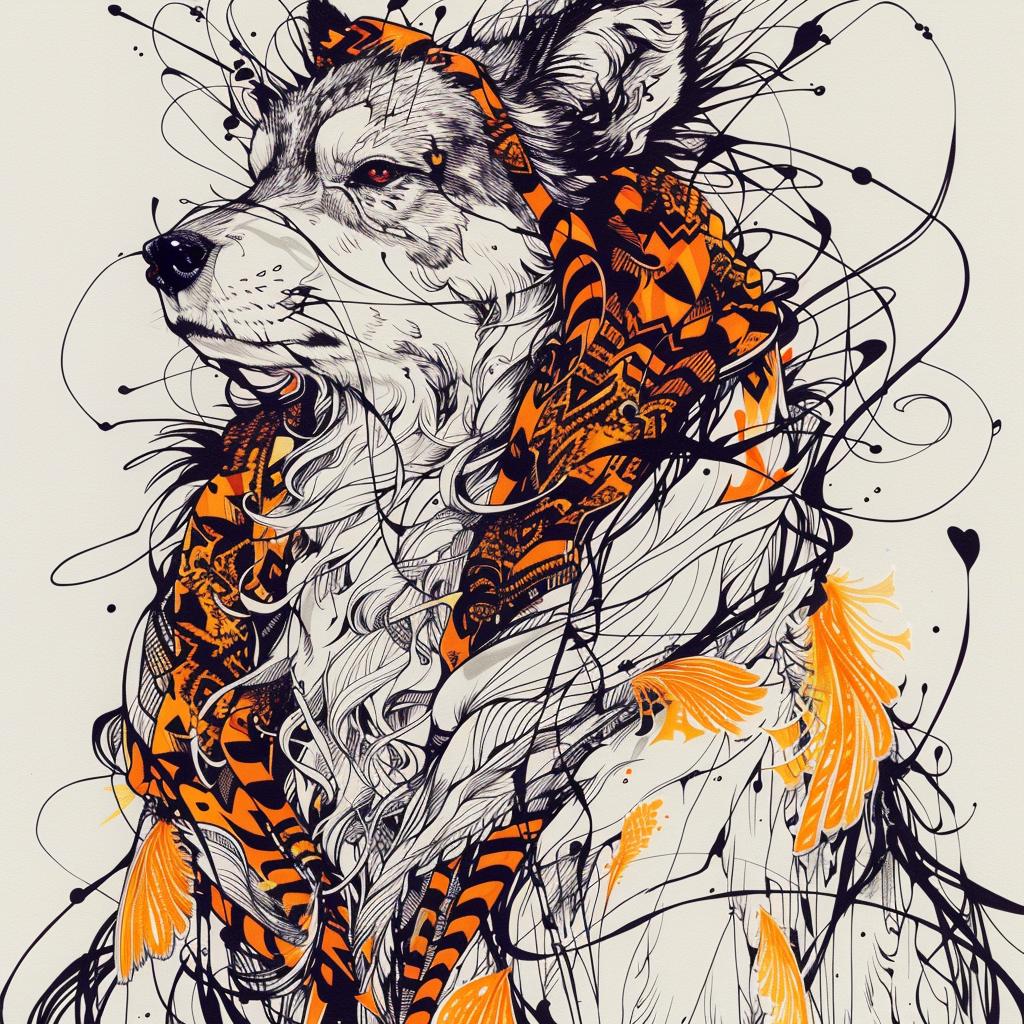 mythical  creature  dogs  hybrid  unique  fantastical  drawing  feathers  scarf  canines 952800