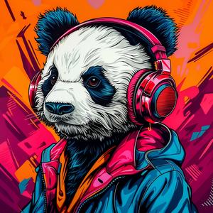 panda  headphones  jacket  colorful  stylish  animal  fashion  playful  music  whimsical 1036652