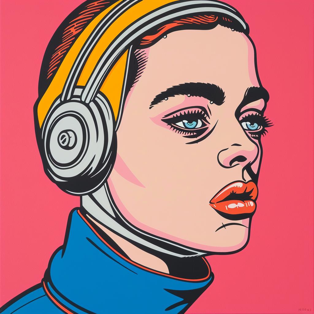 cyborg  woman  headphones  popart  painting  modern  futuristic  illustration  colorful  art 1023803