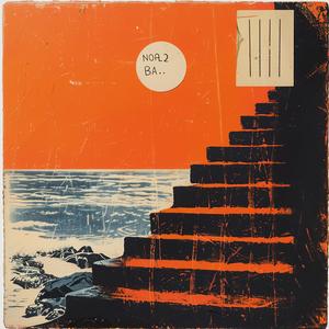 painting  encaustic  impasto  stairs  ocean  orange  blue  abstract  landscape  graphic 1066278