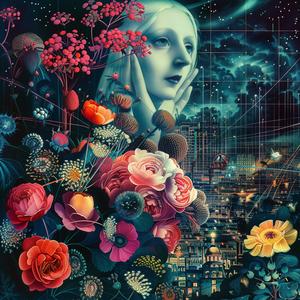 chromolithography  woman  flowers  stars  colorful  nature  art  design  digital  beautiful 1050120