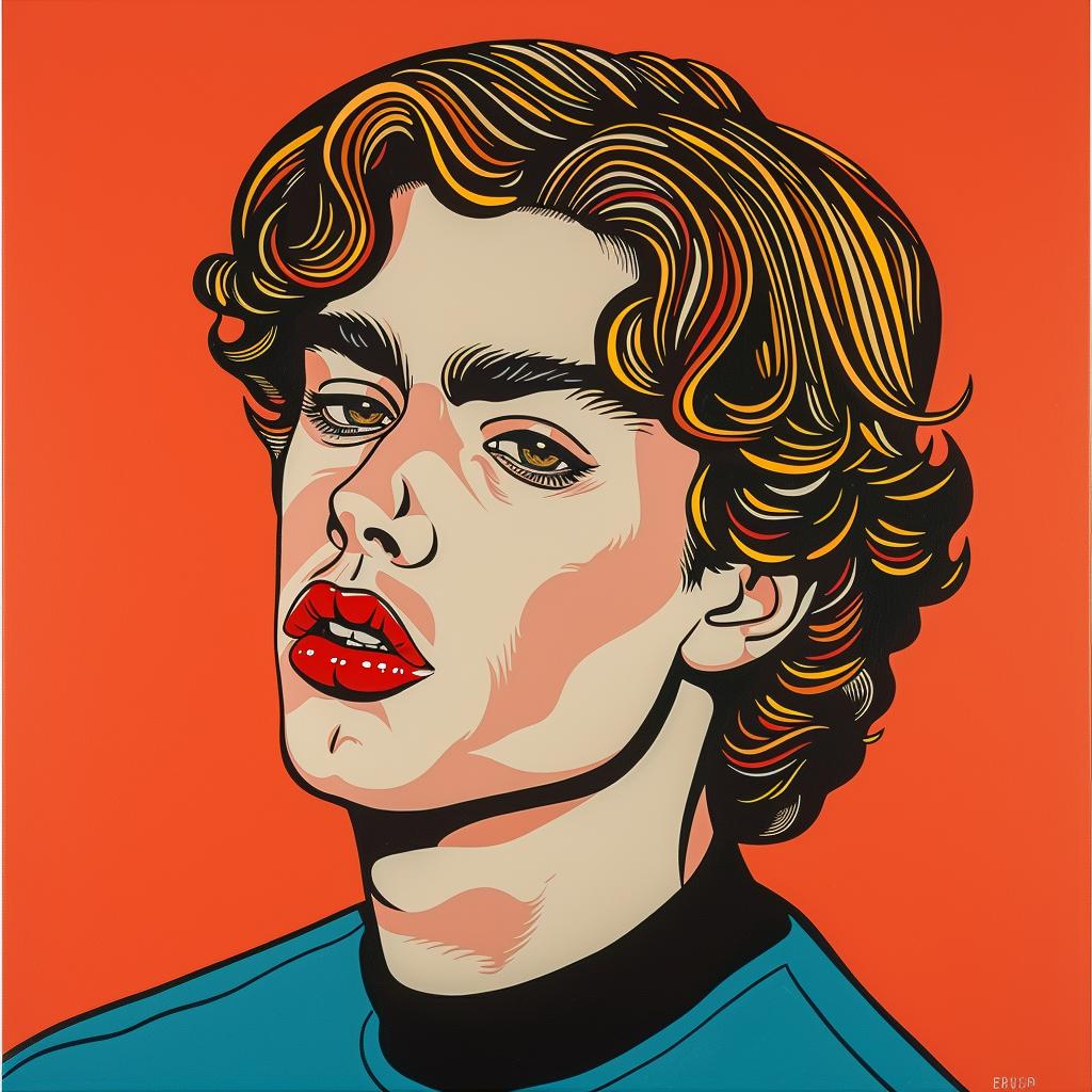 portrait  man  curly  hair  painting  realistic  youthful  colorful  expression  style 972842