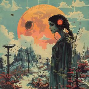 woman  dress  black  moon  red  standing  chromolithography  artwork  mysterious  silhouette 1059784