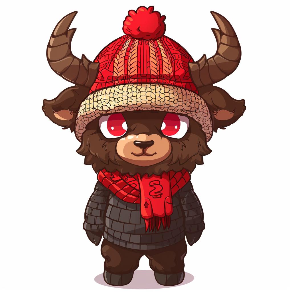 aggressive  anthropomorphic  animal  bull  cartoon  streetwear  hat  scarf  minimal  style 959264