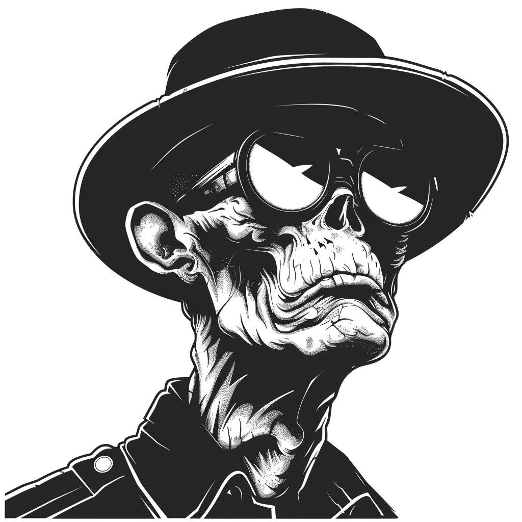 zombie  cop  silhouette  skull  icon  emblem  bold  linocut  vintage  outline 951725