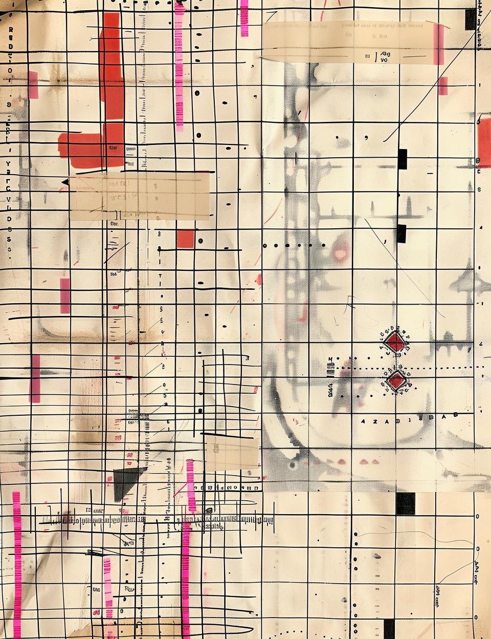 drawing  map  red  black  lines  minimal  tape  ledger  pattern  homemade 962014