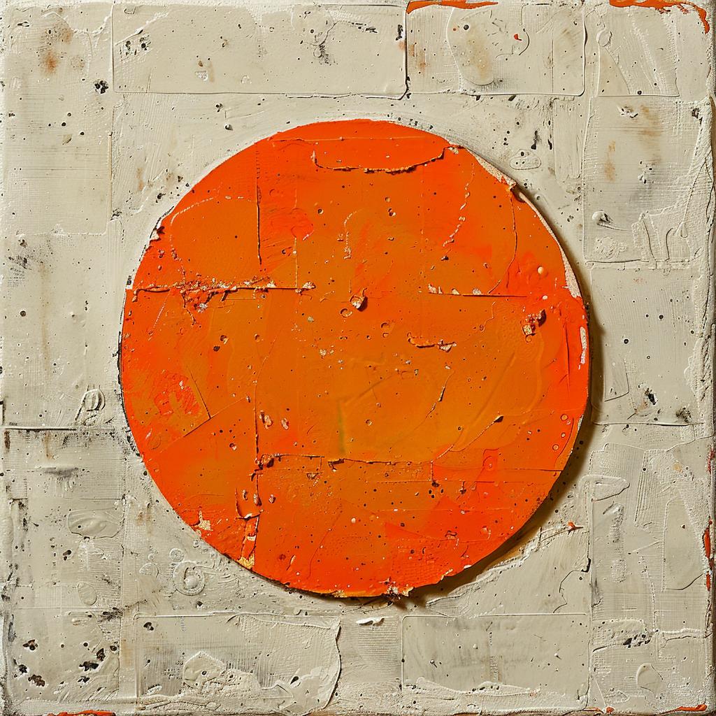circle  orange  encaustic  abstract  impasto  artwork  texture  color  vibrant  minimal 1015395