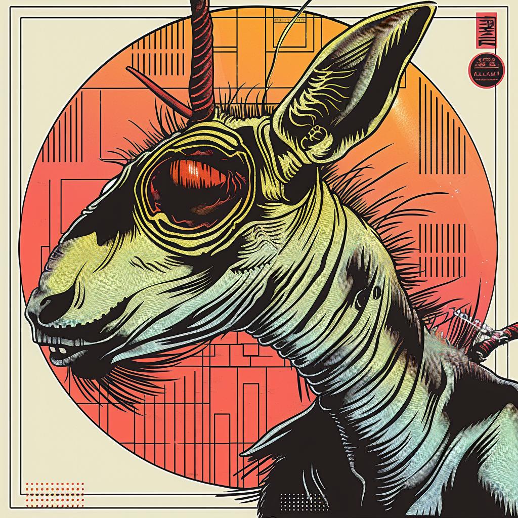 goat  horns  red  eye  poster  art  design  animal  illustration  stylized 939584