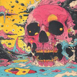 album  cover  skull  pink  background  surreal  chaos  creative  Symbolist  graphic 1078233