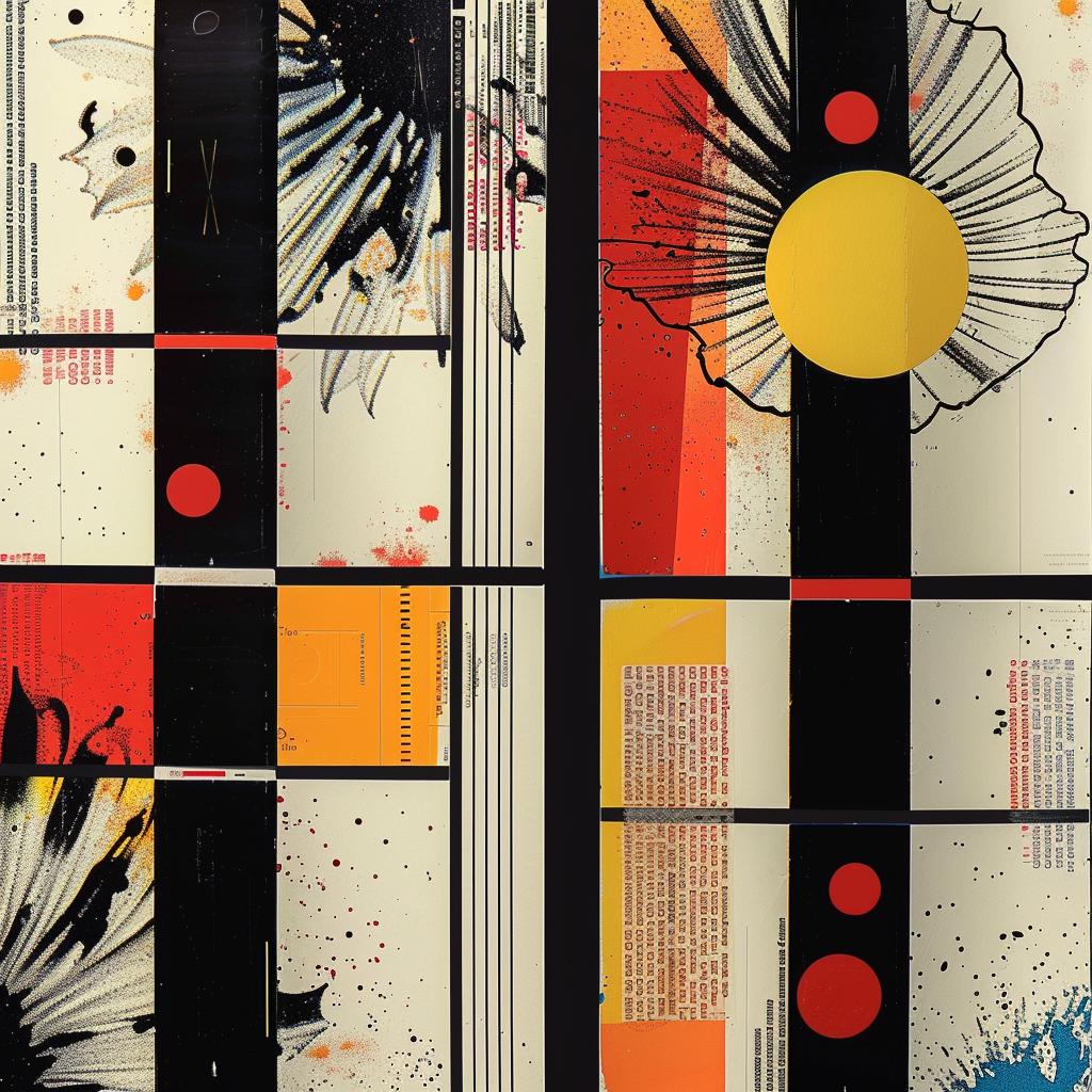 large  painting  black  white  abstract  colorful  design  art  vibrant  intricate 1021250
