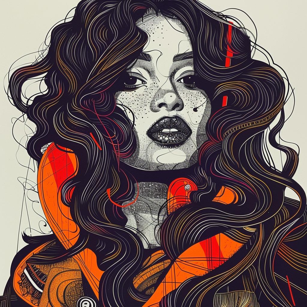PopArt  model  Viola  Davis  longhair  portrait  digital  colorful  African-American  style 938957