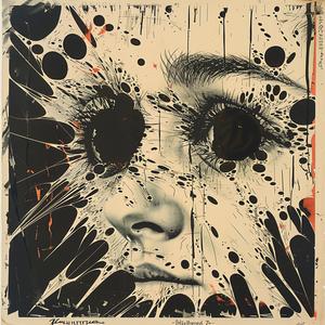 رسم وجه امرأة، بقع، أسود وأبيض، تجريدي، فني، عاطفي، معبر، 1049594
