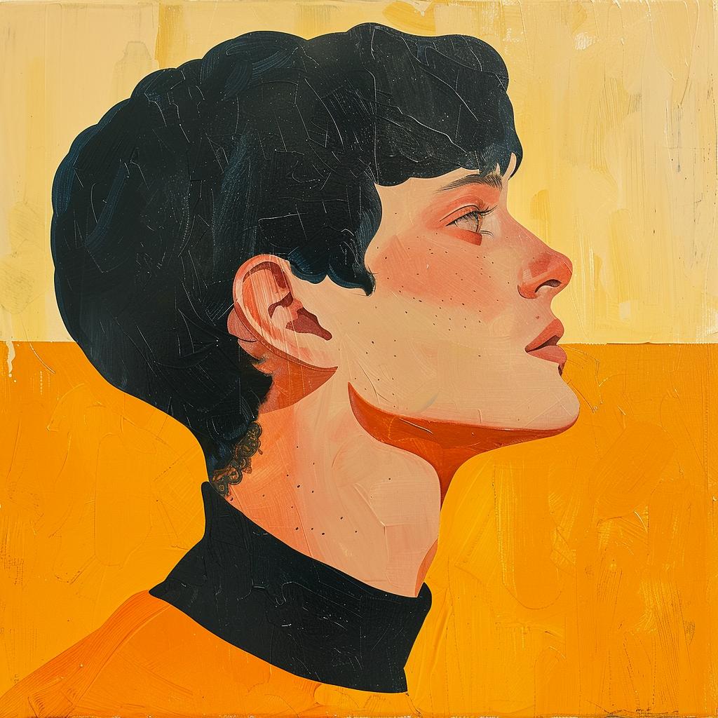 man  black  hair  orange  background  painting  album  retro  abstract  bold 963584
