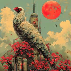 bird  flowers  tower  chromolithography  nature  colorful  illustration  artwork  vibrant  detailed 1058813