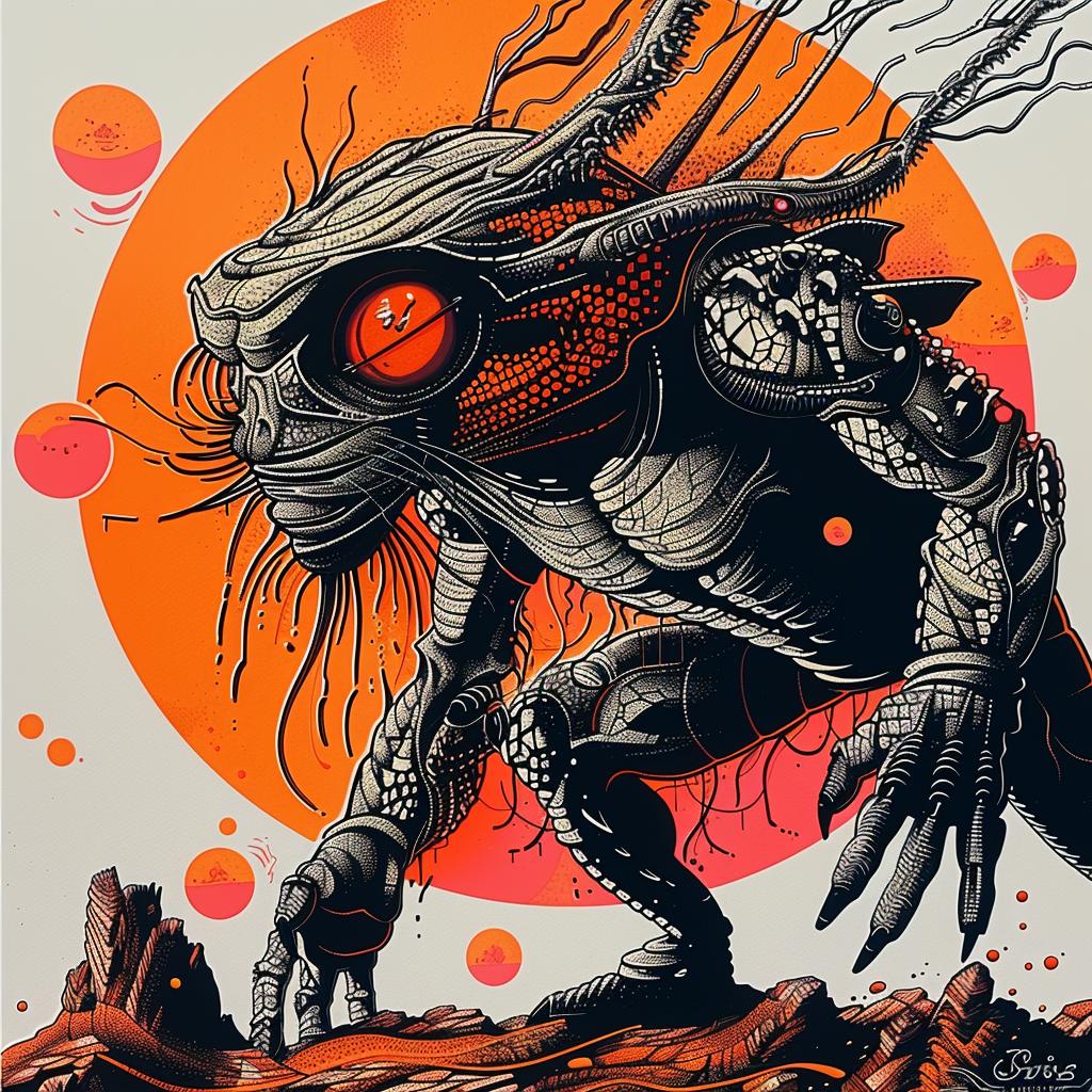 monster  red  eyes  poster  Japanese  lettering  art  color  design  illustration 948945