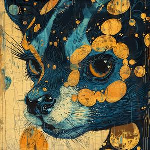 skunk  dog  portrait  comic  vintage  surrealism  ArtNouveau  pointillism  gold  dots 1076864