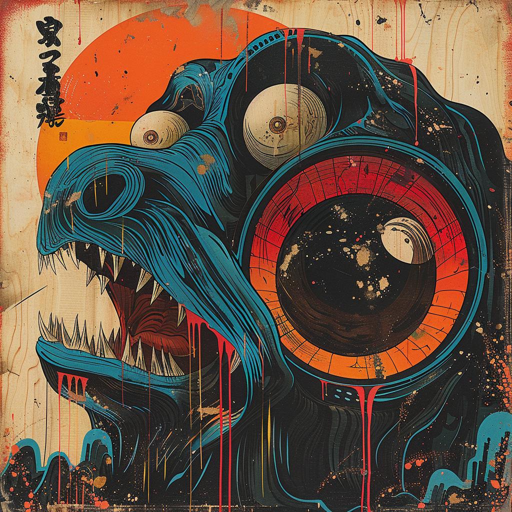 chromolithography  monster  horror  Japanese  poster  sun  symbolism  graphic  vivid  fantasy 1036125