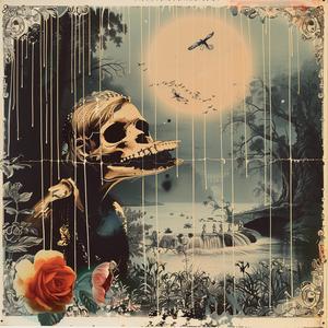 skull  roses  dark  symbolic  gothic  chromolithography  still life  colorful  macabre  art 1037901