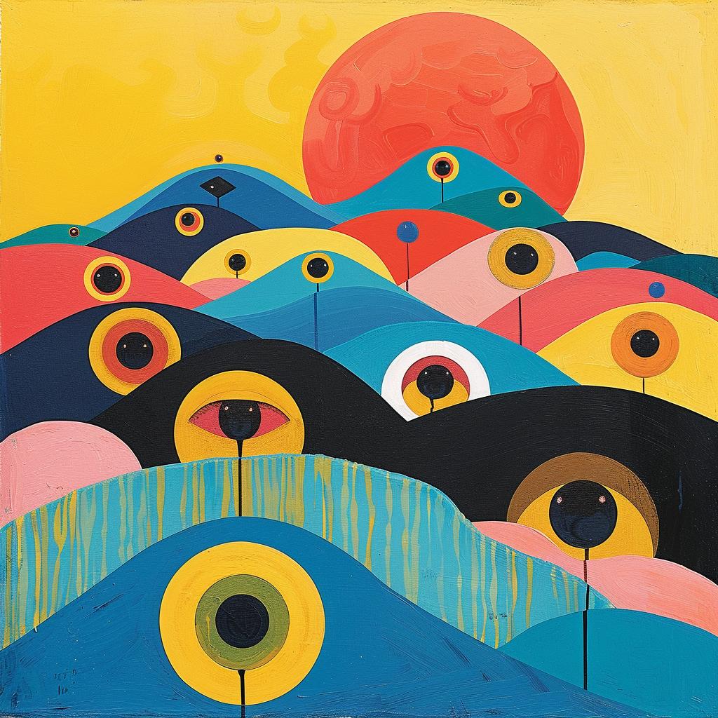 eyes  colorful  mountains  painting  album  cover  natural  art  Joan  design 964053