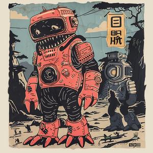 poster  robot  man  surreal  symbolism  creative  Risograph  hyper-realistic  illustration  conceptual 1079716