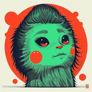 creature  surreal  green  red  eyes  album  cover  screenprinting  symbolist  illustration 1079994