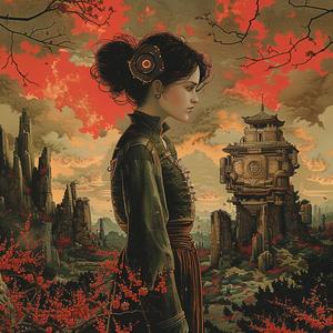 woman  oriental  dress  red  sky  chromolithography  artwork  colorful  traditional  portrait 1052812