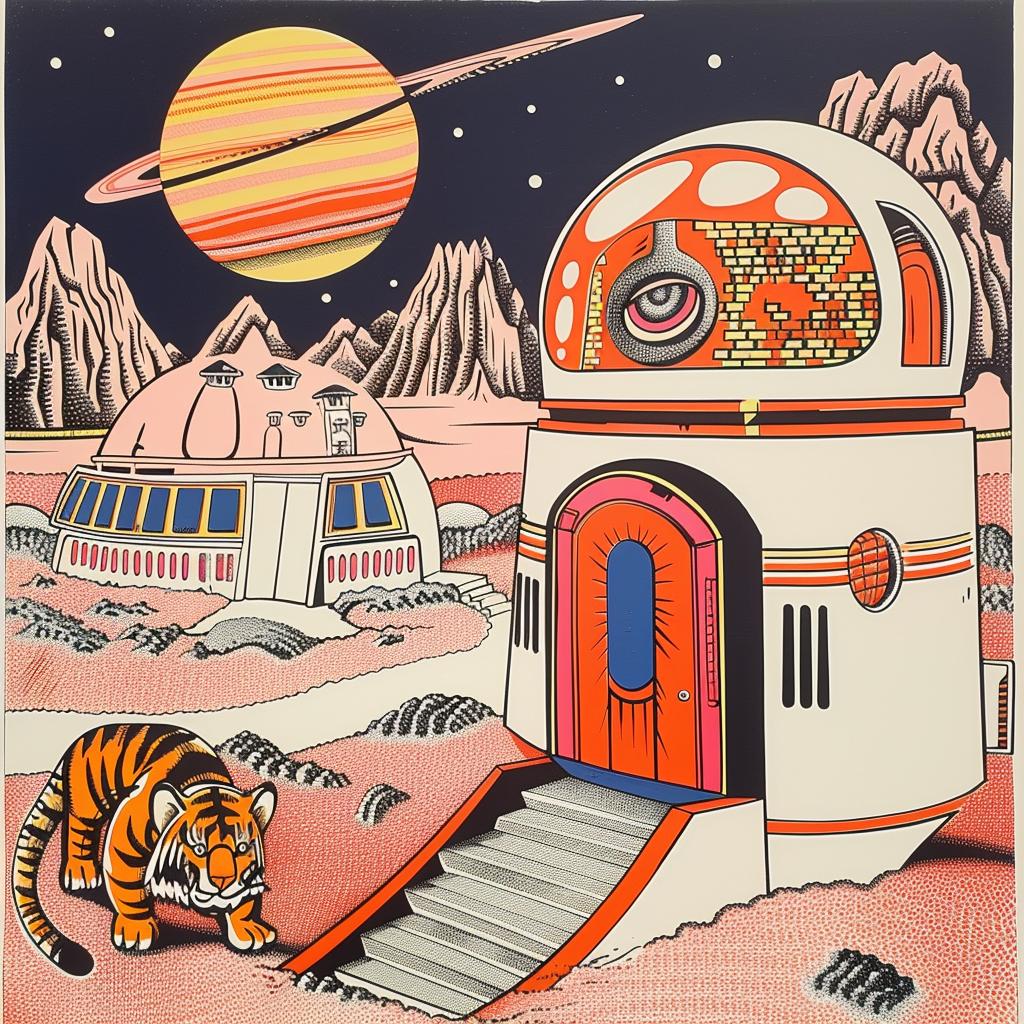 tiger  spaceship  poster  sci-fi  fantasy  cute  adventure  whimsical  colorful  space 959693