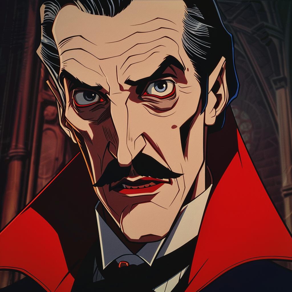 Dracula  close-up  2D  cartoon  Ralph  Bakshi  animation  red  coat  character 971268