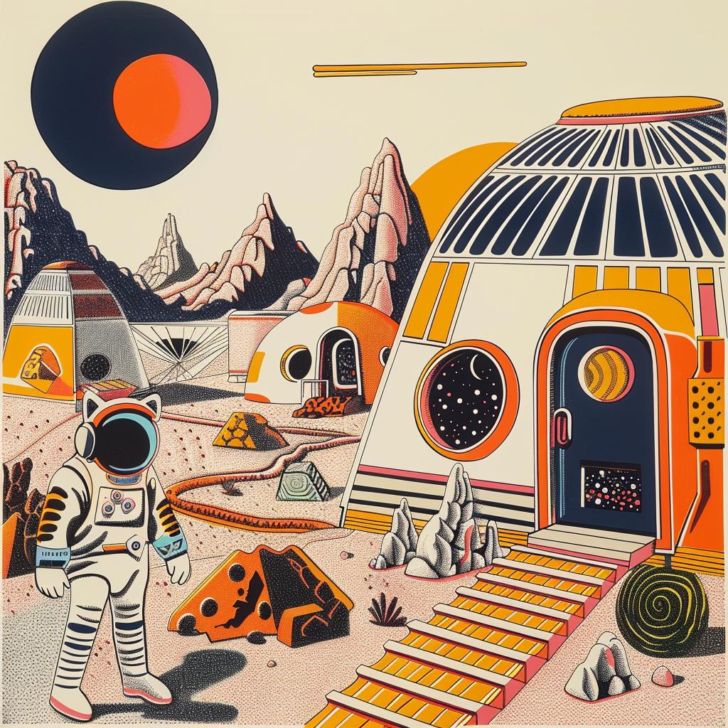 mars  tiger  space  astronaut  house  rocket  milling  whimsical  playful  sci-fi 959658