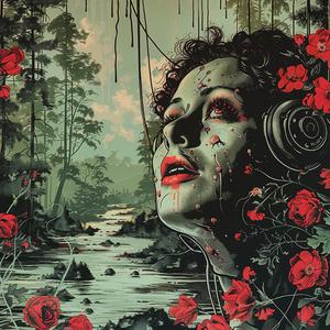 woman  headphones  flowers  chromolithography  vibrant  colorful  art  portrait  music  nature 1052502